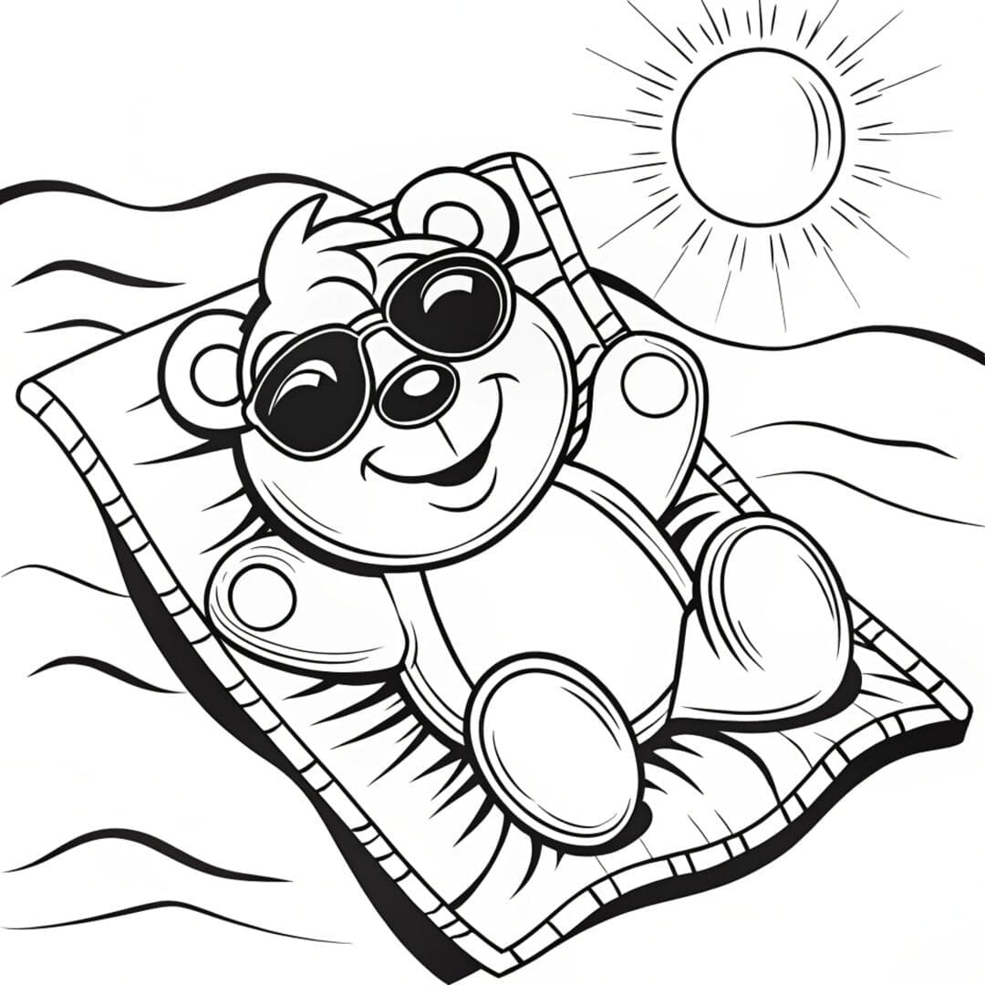 Bear Coloring Pages, gummy bear colouring Pages, A gummy bear wearing sunglasses