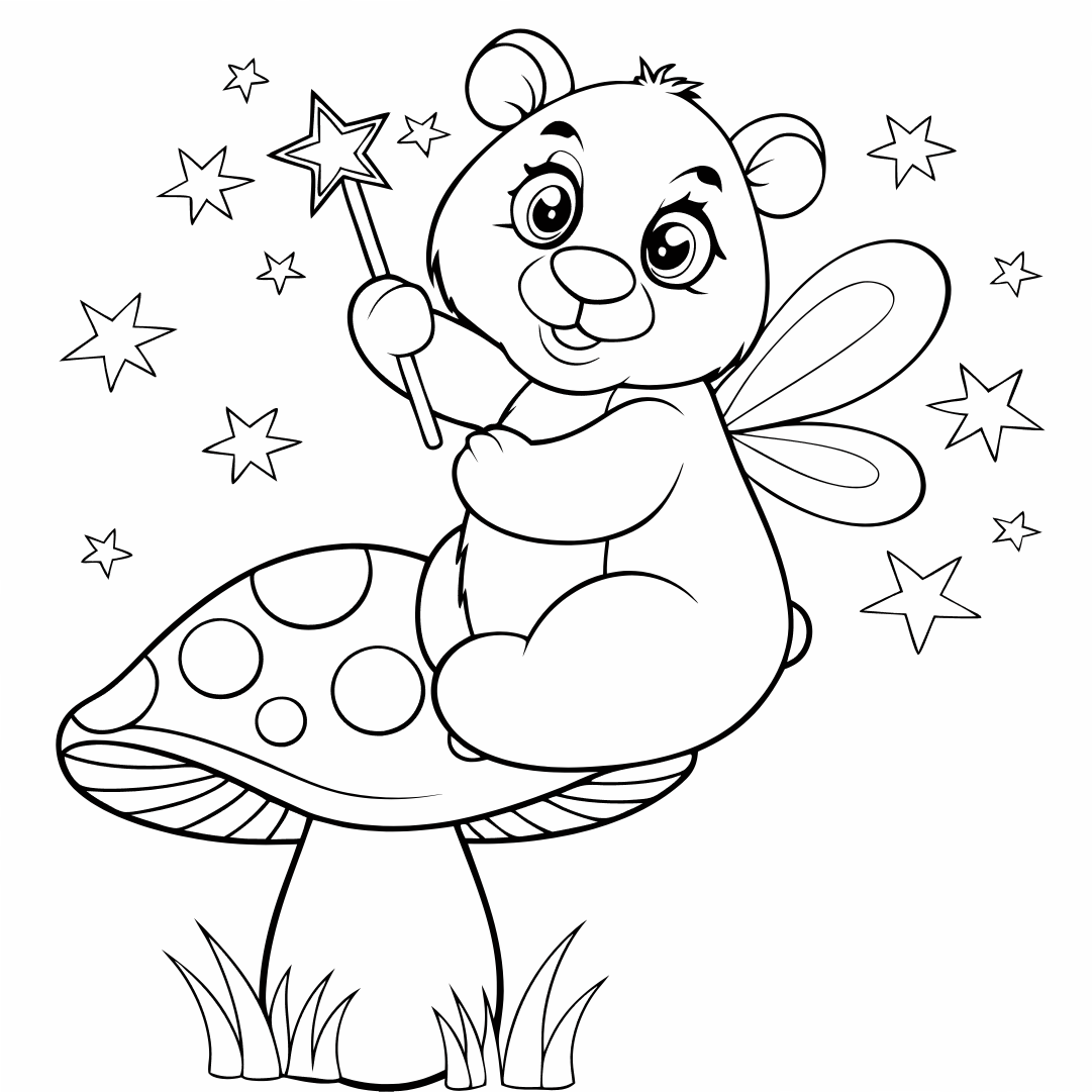 A panda bear wearing fairy wings - Bear Coloring Pages