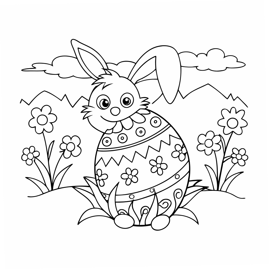 Bunny Holding a Giant Egg coloring page