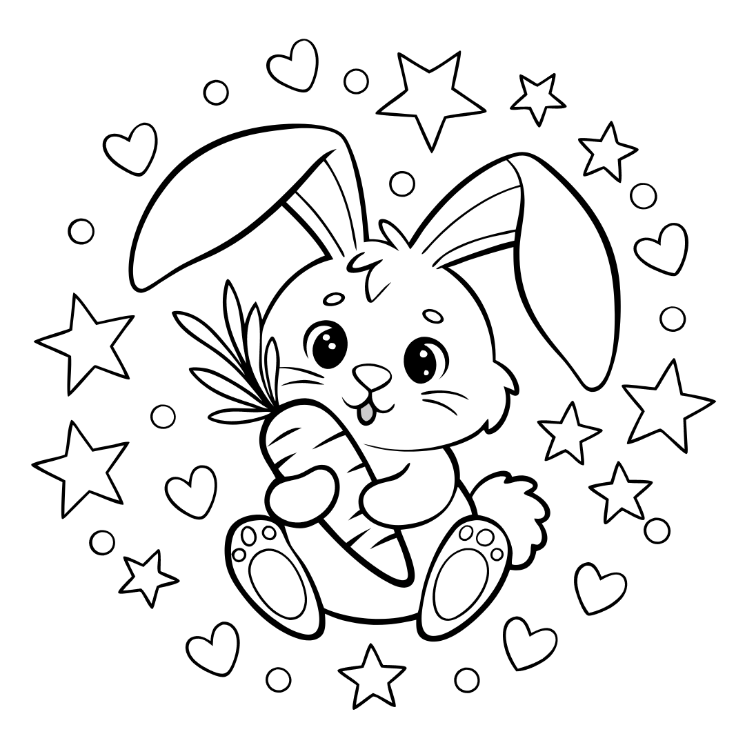 Bunny with Big Ears - preschool easter bunny coloring page