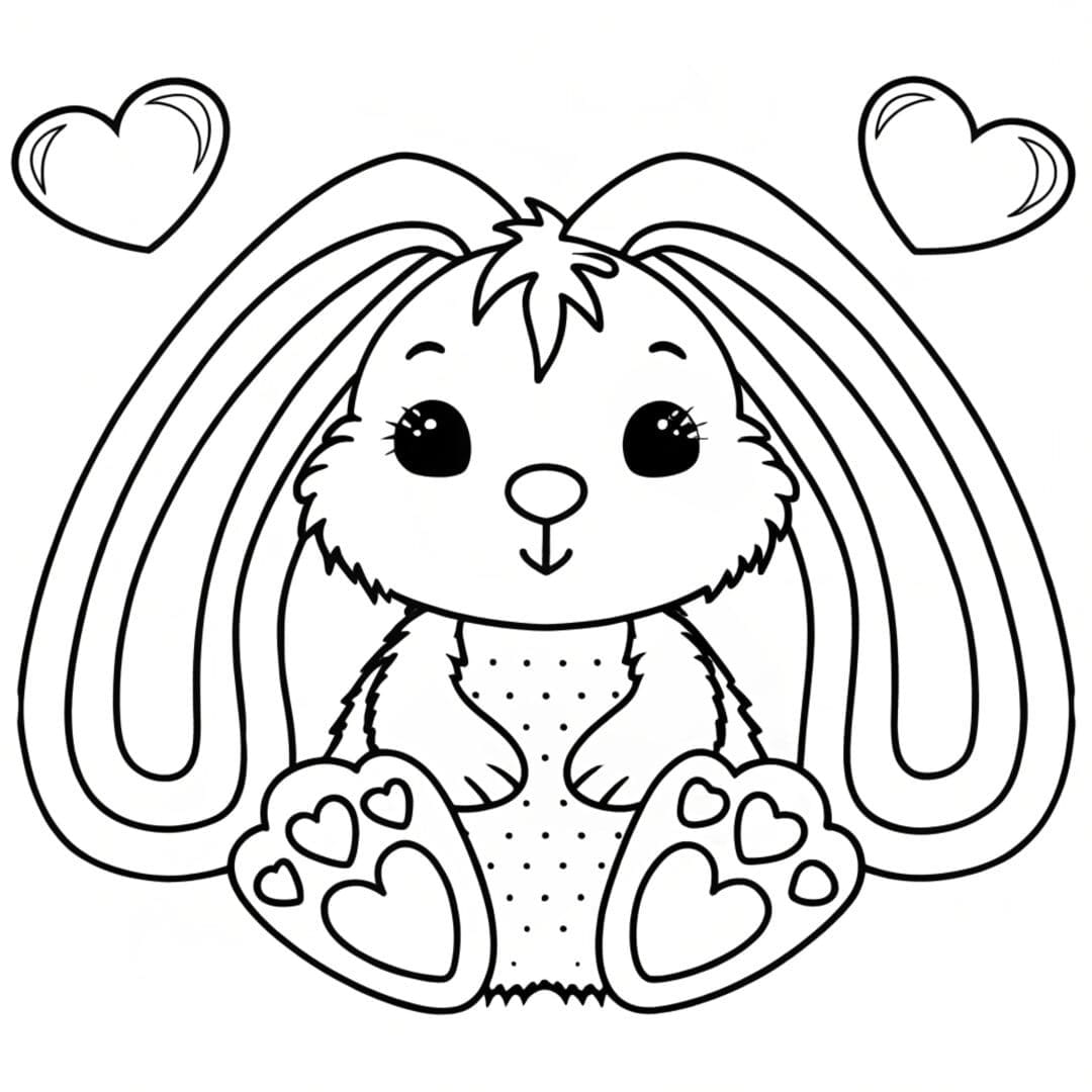 Bunny with big floppy ears, easy bunny coloring pages