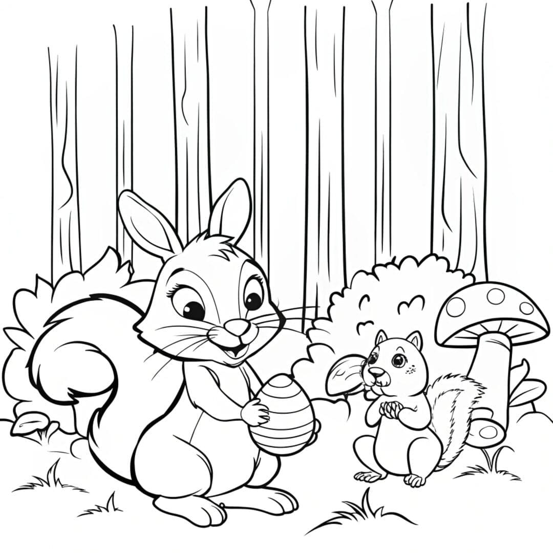 Forest Bunny - preschool easter bunny coloring page