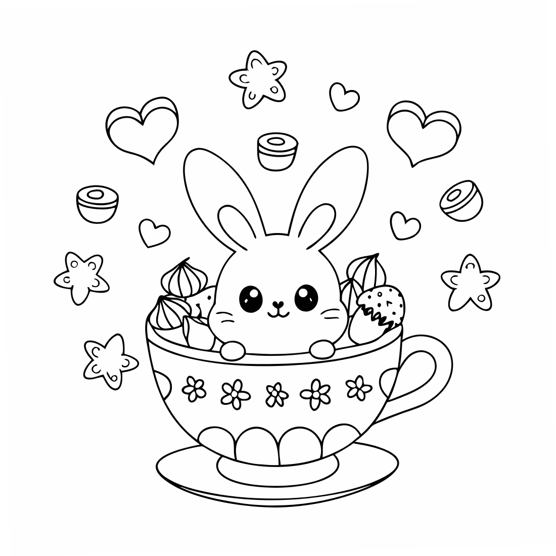 Kawaii bunny coloring pages