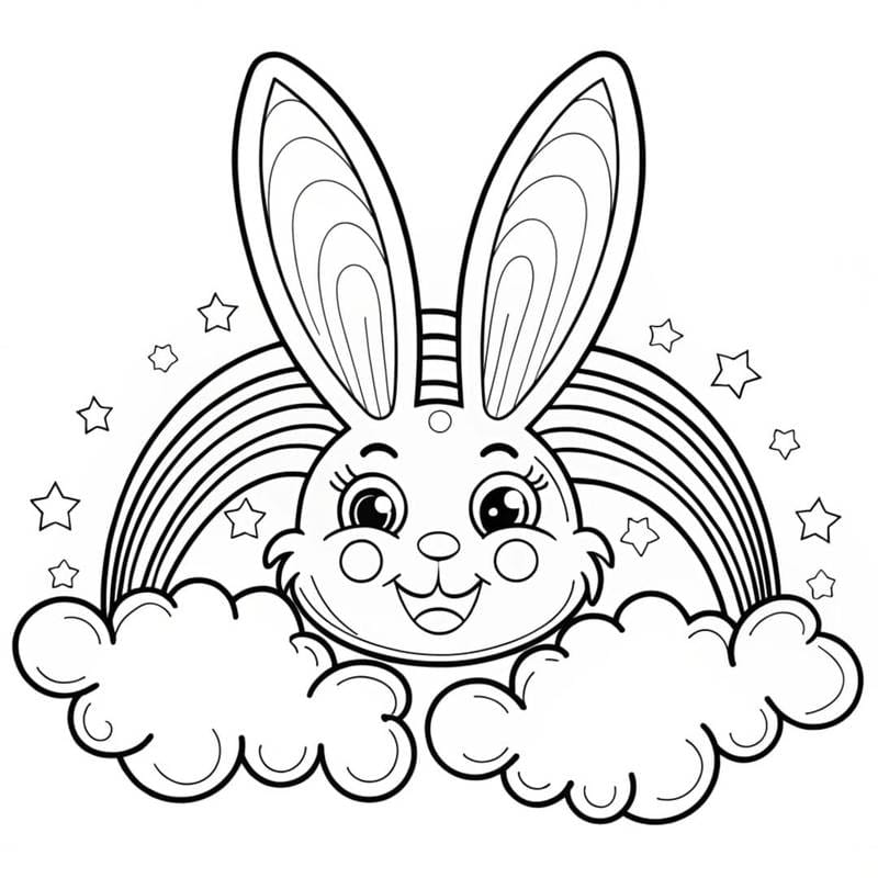 Rainbow Bunny Face coloring pages