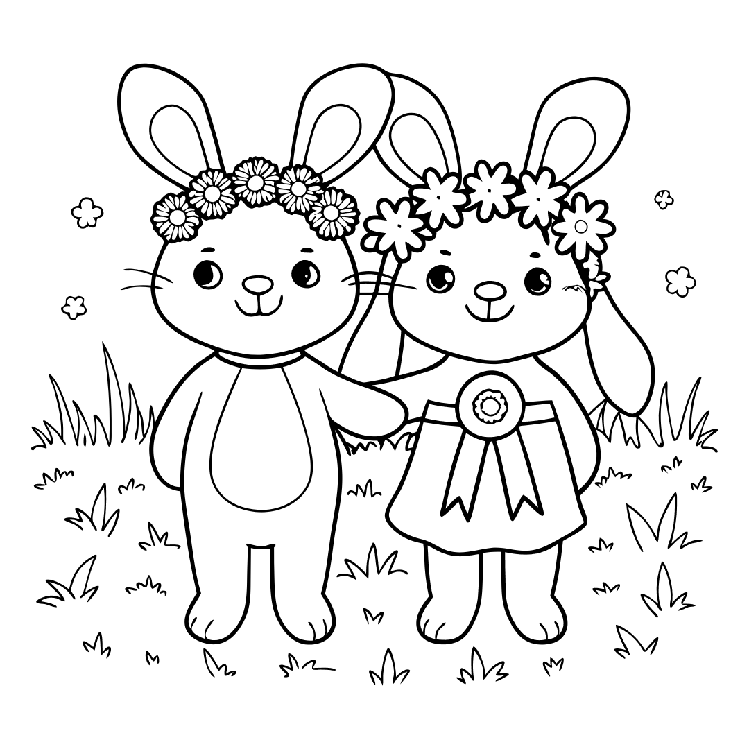 Sunny bunnies in a flower crown contest, sunny bunnies colouring sheets