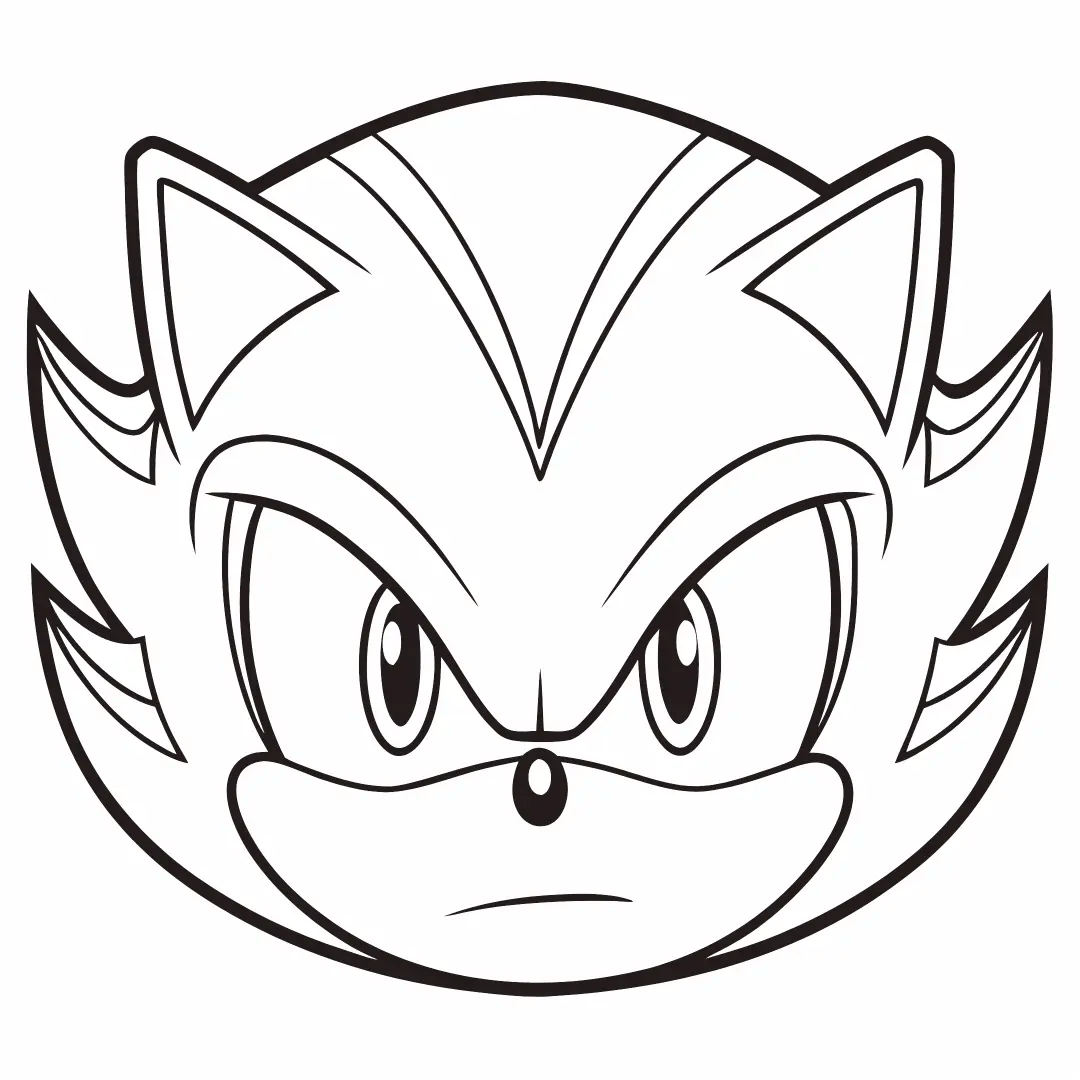 A close-up of Shadow Sonic's determined face, his iconic red streaks bold – shadow sonic color page
