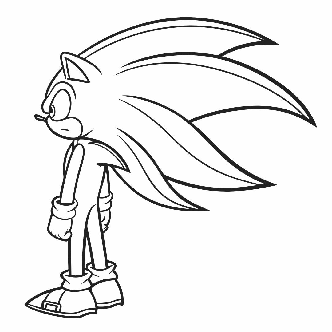 Shadow Sonic with his back turned, cape-like quills flowing in the wind – shadow sonic color page